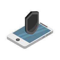 Security Shield On Isometric Smartphone vector