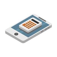 Smartphone With Isometric Calculator vector