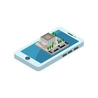 Smartphone with hospital and emergency isometric vector