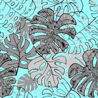 Seamless pattern of ink hand drawn sketch tropical palm leaves. Greeting card, invitation for summer beach party. Vector illustration. Ideal for fabric, paper and web.