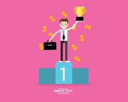 business concepts, Business Man With Trophies And Money vector