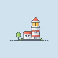 Lighthouse building vector icon illustration