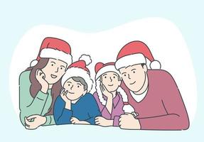 Christmas or New year concept. Happy family greetings or celebration New year or Christmas. vector