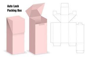 diseño de plantilla troquelada de embalaje de caja. Maqueta 3d vector