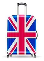 real travel luggage bag with united kingdom flag vector