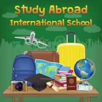 study abroad international school banner poster vector