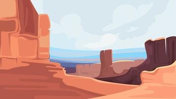 Canyon with red mountains. vector