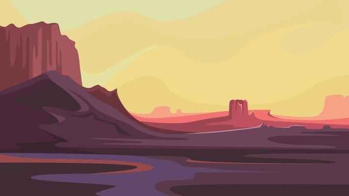Martian landscape in cartoon style.