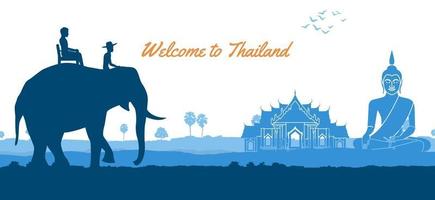 Thailand travel and Buddha Thai temple vector