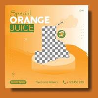 Orange juice social media post template vector
