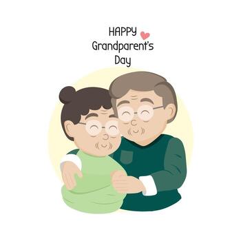 tarjeta de felicitación del día de los abuelos felices. personajes de dibujos animados de abuela y abuelo. vector