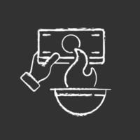 Burning money chalk white icon on black background vector