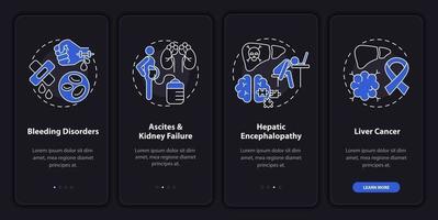 Liver failure aftermath onboarding mobile app page screen with concepts vector