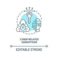 Cyber-related disruptions concept icon vector