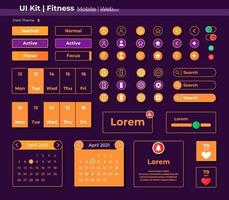 Fitness UI elements kit vector