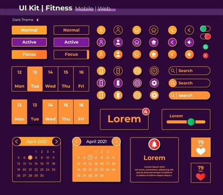 Fitness UI elements kit