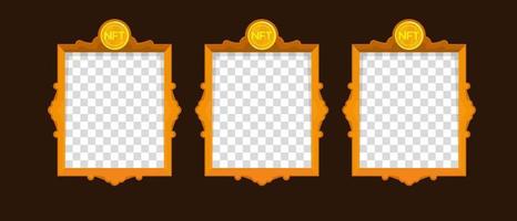 Online exclusive gallery with NFT tokens template. Vector design