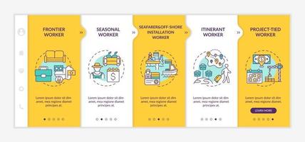 Immigrant workers types onboarding vector template