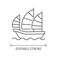 Junk ship linear icon vector