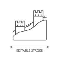 el icono lineal de la gran muralla vector