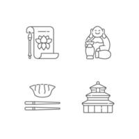 Chinese history linear icons set vector
