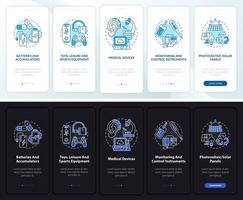 E-scrap types onboarding mobile app page screen with concepts vector