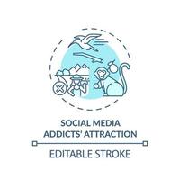 Social media addicts attraction concept icon vector