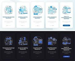 E-scrap types onboarding mobile app page screen with concepts vector