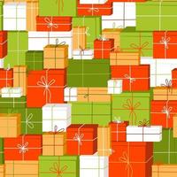 Seamless pattern with a mountain of gifts for the holiday vector