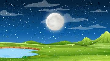 paisaje de la naturaleza en blanco en la escena nocturna vector