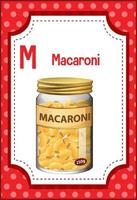 Alphabet flashcard with letter M for Macaroni vector