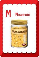 Alphabet flashcard with letter M for Macaroni vector