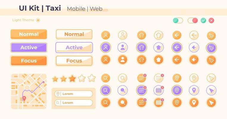 Taxi app UI elements kit