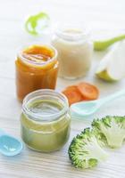 Assortment of fruit and vegetable puree photo