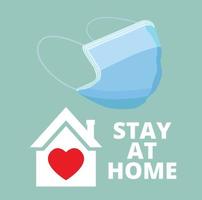 Stay at home Concept and heart inside, vector design.