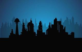 Black city silhouette, landscape vector illustration.