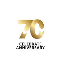 70 Years Anniversary Celebrate Gold Vector Template Design Illustration