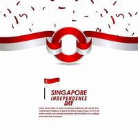 Ilustración de diseño de plantilla de vector de celebración del día de la independencia de Singapur