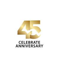 45 Years Anniversary Celebrate Gold Vector Template Design Illustration