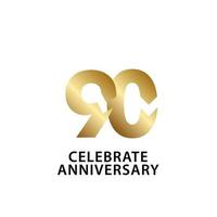 90 Years Anniversary Celebrate Gold Vector Template Design Illustration