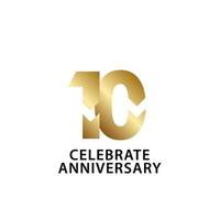 10 Years Anniversary Celebrate Gold Vector Template Design Illustration