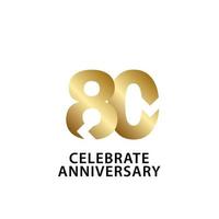 80 Years Anniversary Celebrate Gold Vector Template Design Illustration