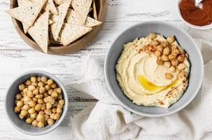 Top view chickpea hummus