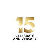 15 Years Anniversary Celebrate Gold Vector Template Design Illustration