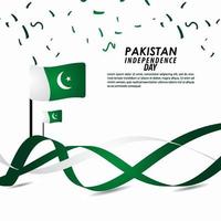 Ilustración de diseño de plantilla de vector de celebración del día de la independencia de Pakistán