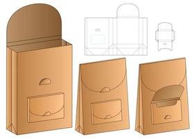 Paper Bag packaging die cut template design. 3d mock-up vector