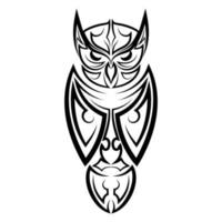 arte lineal en blanco y negro de búho. Buen uso de símbolo, mascota, icono, avatar, tatuaje, diseño de camiseta, logotipo o cualquier diseño que desee. vector