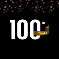 100 Years Anniversary Number With Gold Ribbon Celebration Vector Template Design Illustration