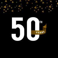 Número de aniversario de 50 años con ilustración de diseño de plantilla de vector de celebración de cinta dorada
