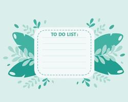 To do list, planner, organizer template on leaves background. Vector illustration